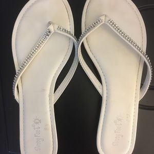 White Sparkles Flip Flops